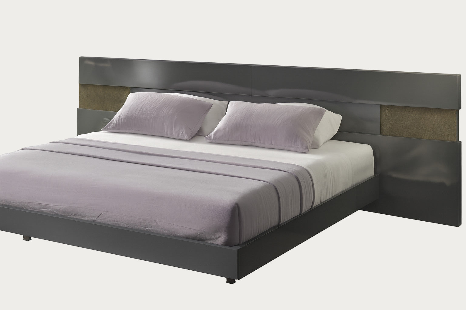 Braga Platform Bed, Grey High Gloss
