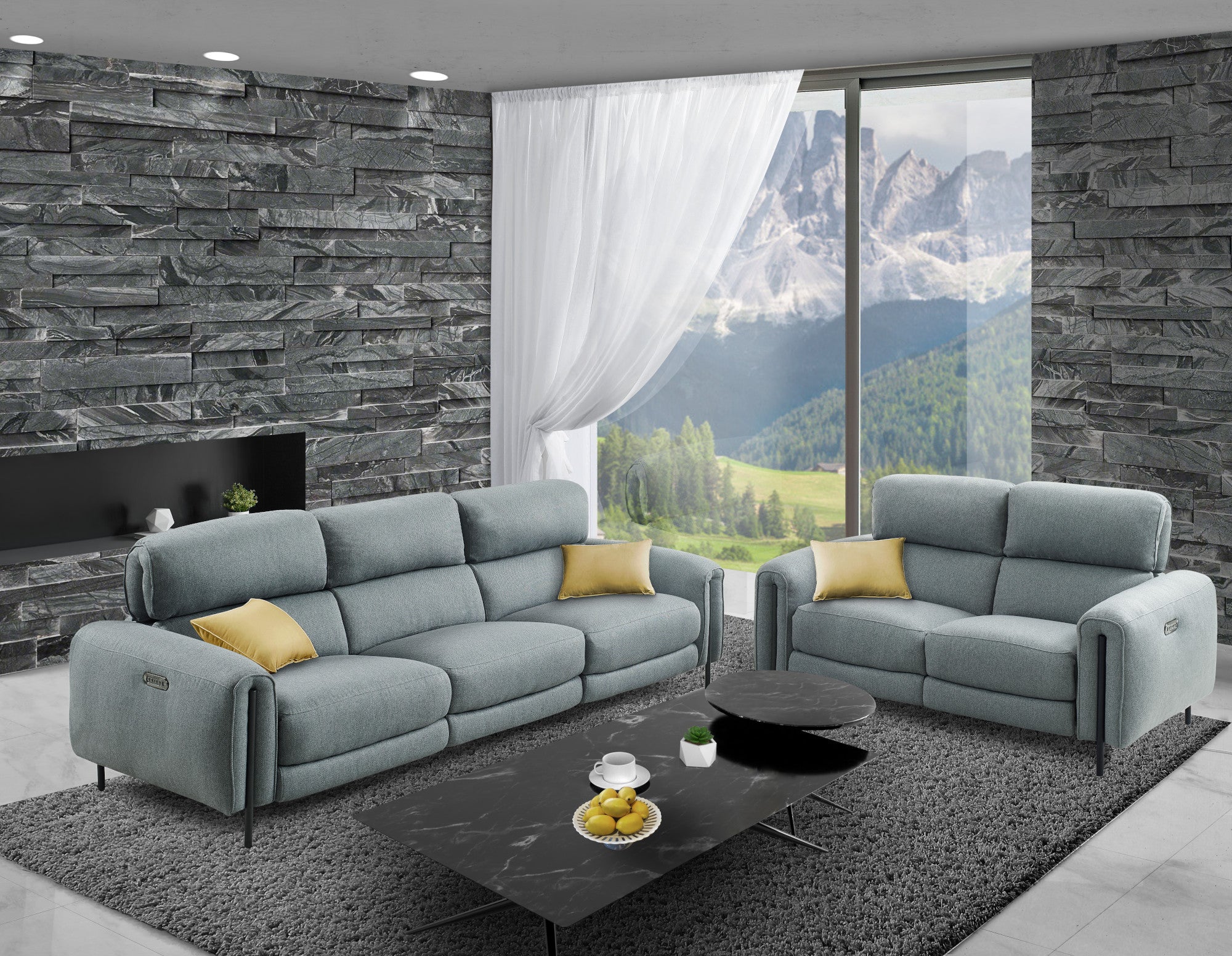 Charm Fabric Living Room Set, Sofa and Loveseat