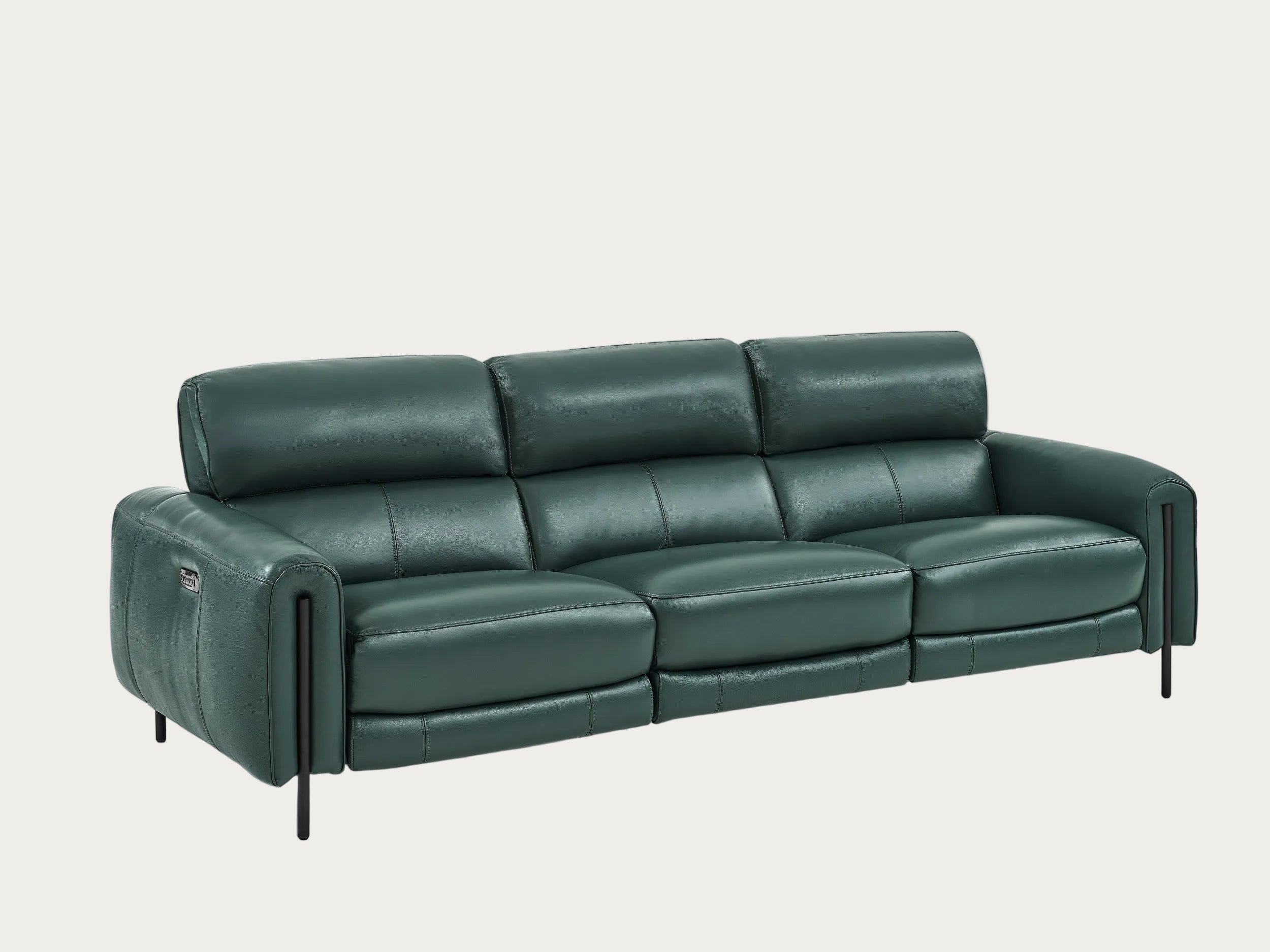 Charm sofa upholstered in kelp leather