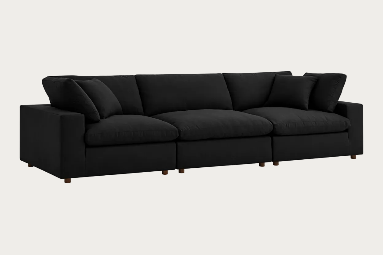 Commix black 3-piece sofa on a white background.
