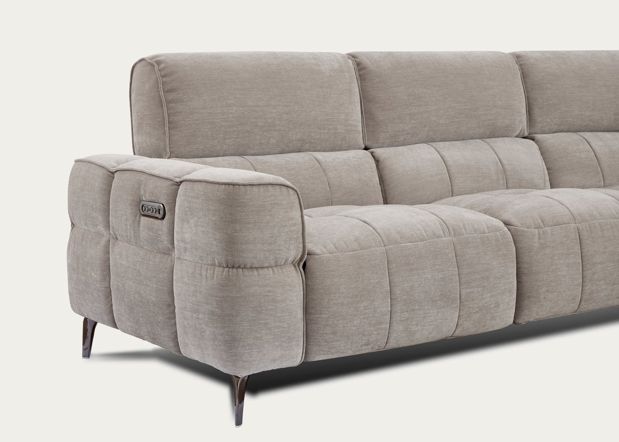 Cubo 6-Piece Sectional Sofa with Recliners, Grey Mist Fabric