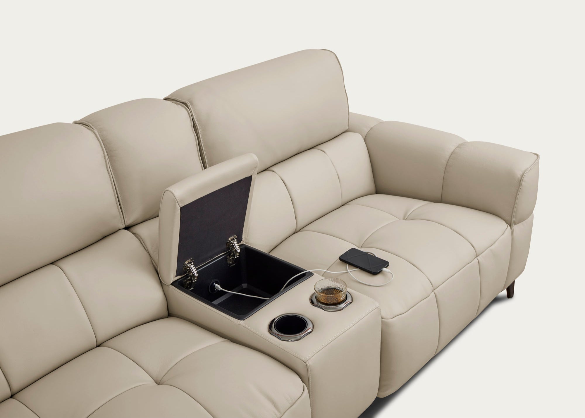 Cubo 6-Piece Sectional Sofa with Recliners, Oatmeal Split Leather | Creative Furniture