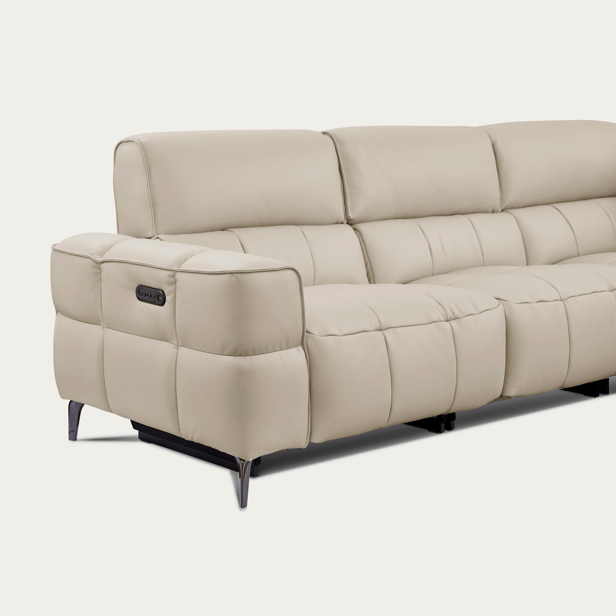 Cubo Sofa with Two Recliners, Oatmeal Leather
