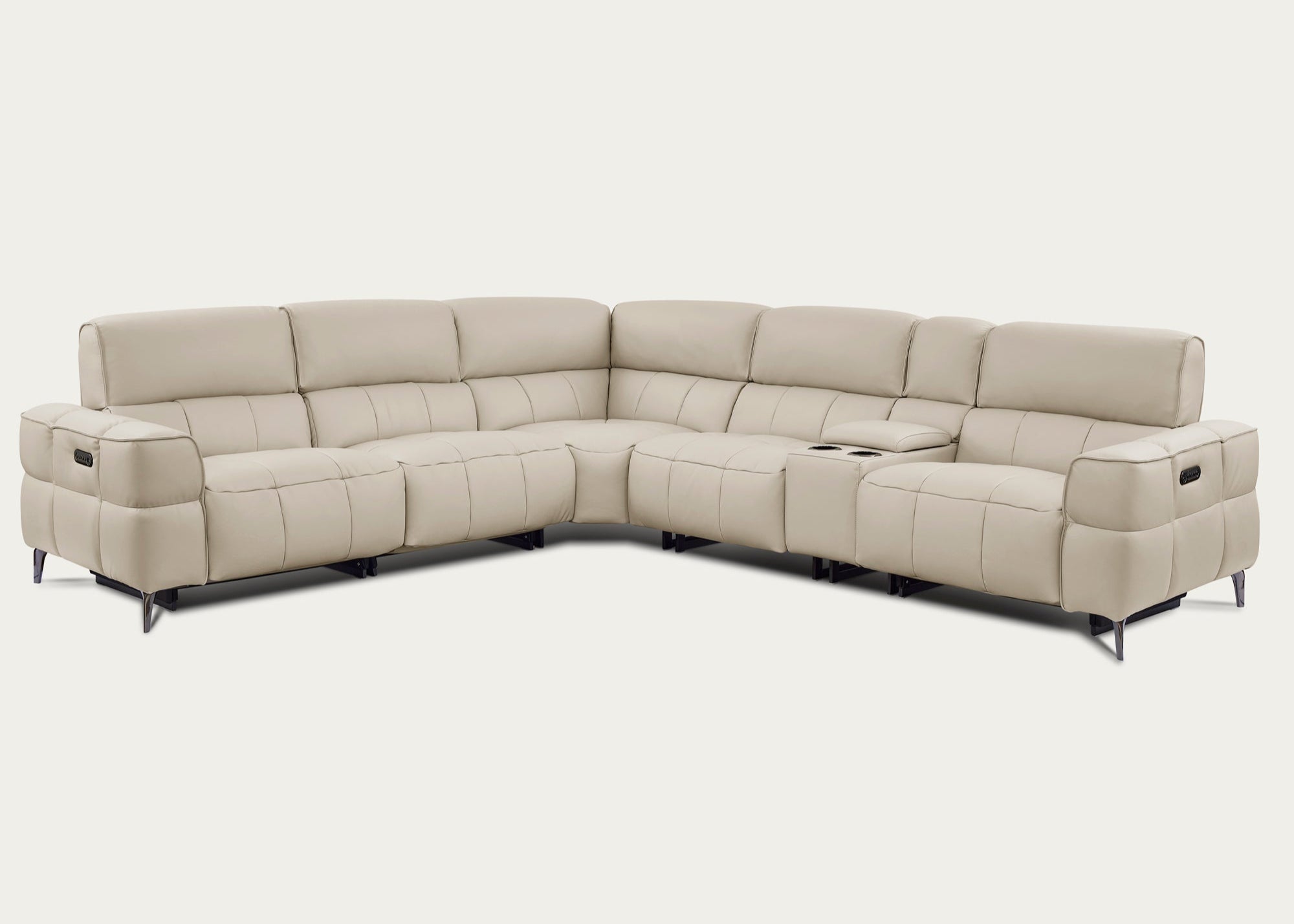 Cubo 6-Piece Sectional Sofa with Recliners, Oatmeal Split Leather | Creative Furniture