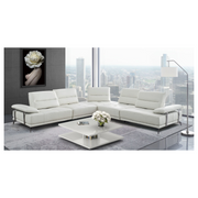 Eleganto 5 pc Sectional with Power Motion Backrests, Alabaster Leather