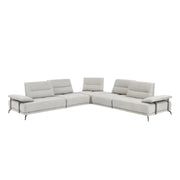 Eleganto 5 pc Sectional with Power Motion Backrests, Silver Gray Fabric