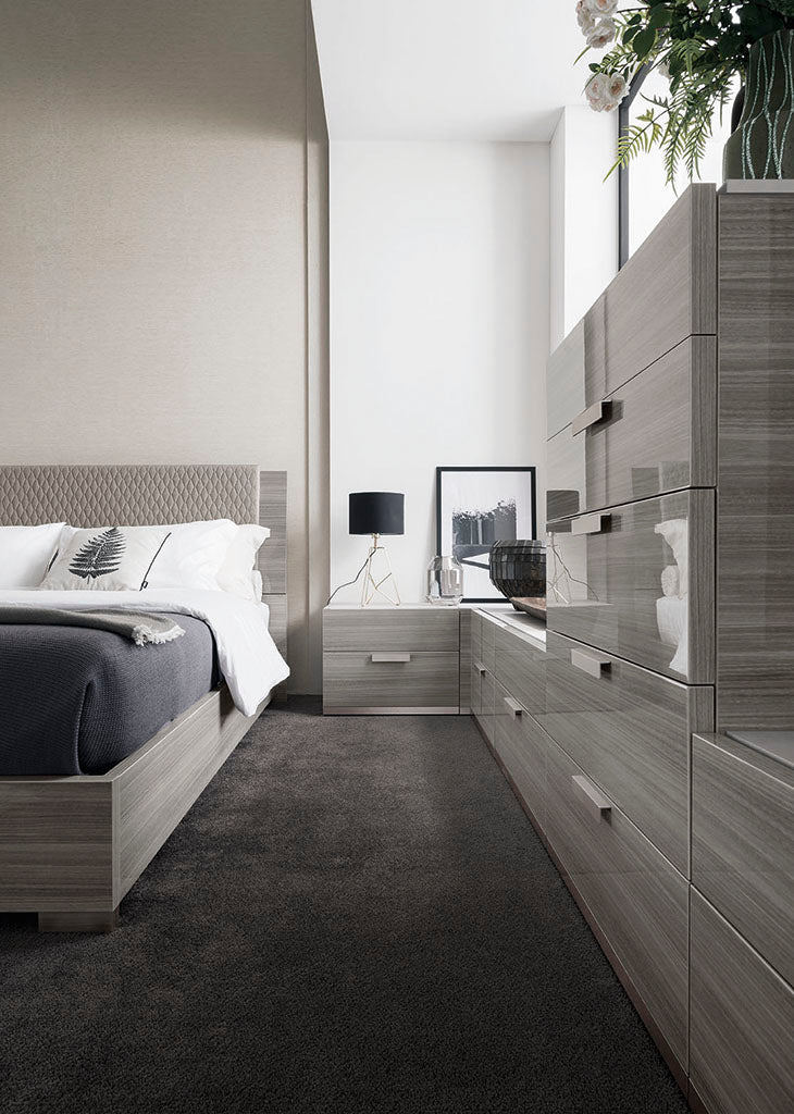 Iris Modern Bedroom Set with Upholstered Headboard