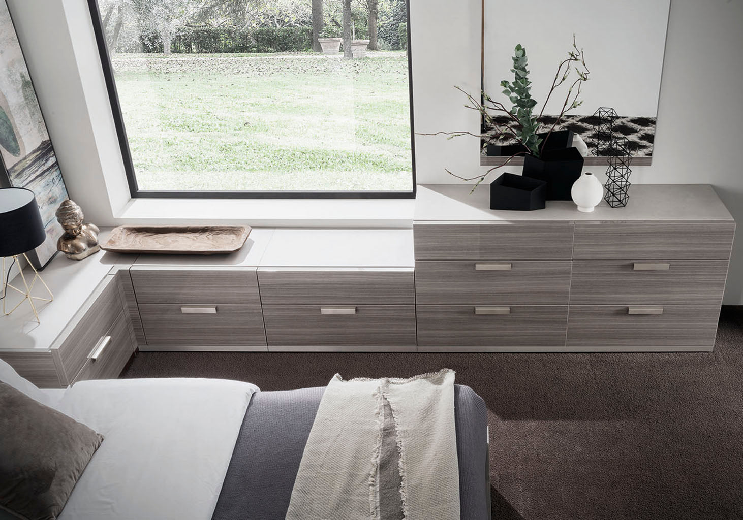 Iris Modern Bedroom Set with Upholstered Headboard