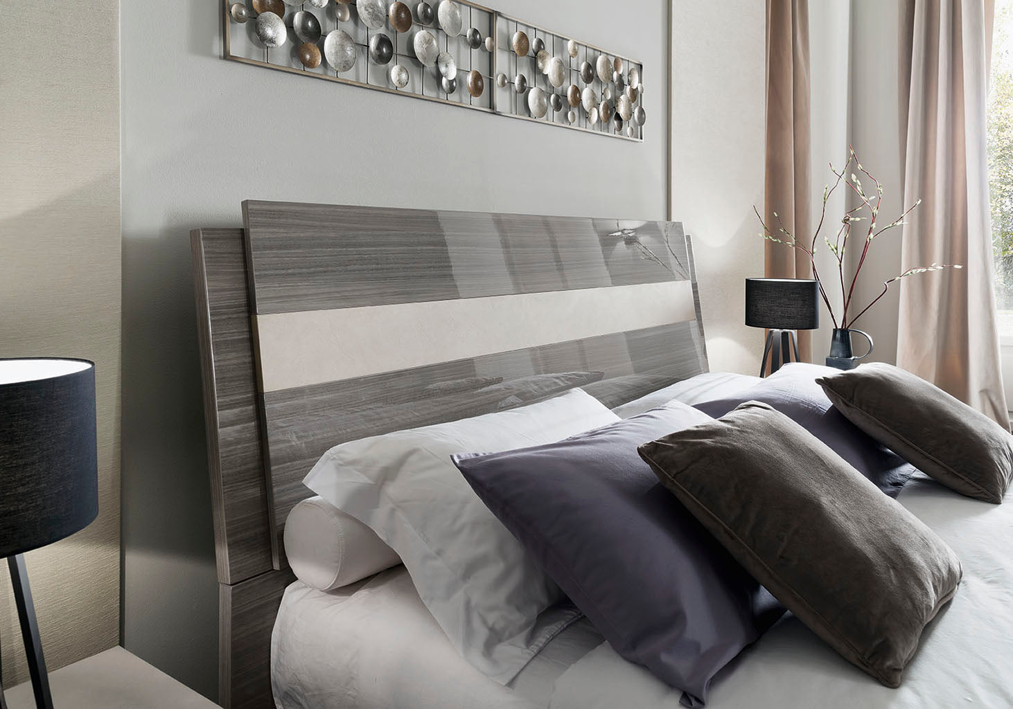 Iris Modern Bedroom Set with Upholstered Headboard