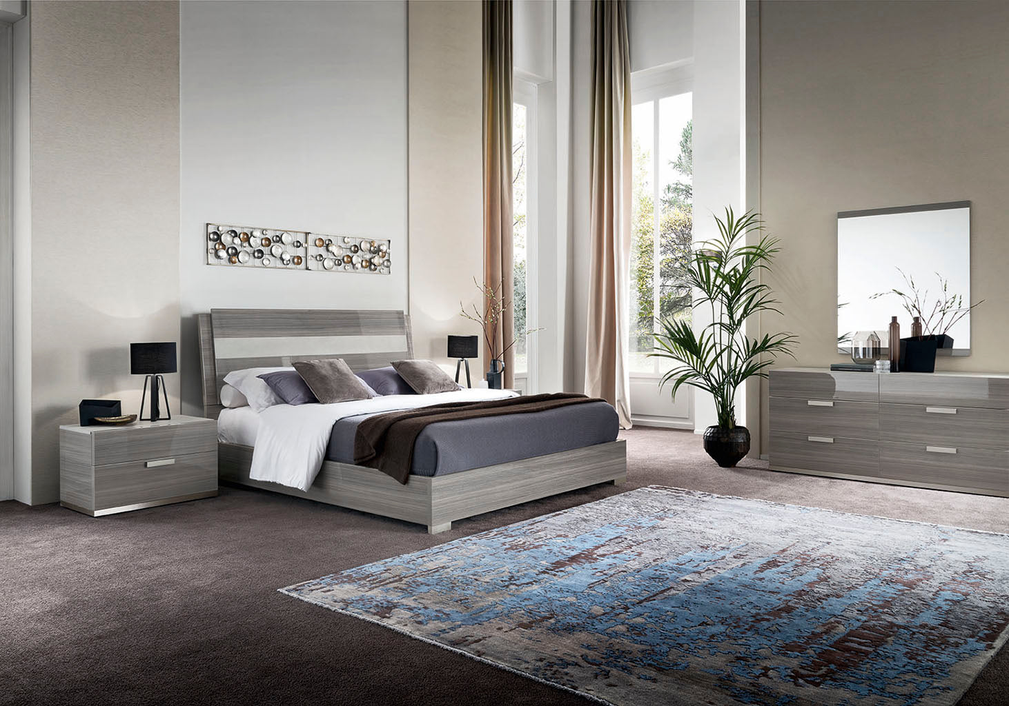 Iris Modern Bedroom Set with Upholstered Headboard