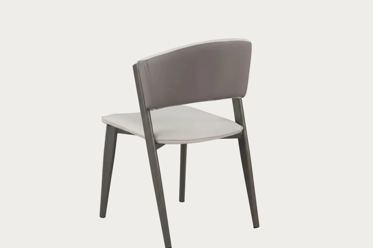 Gray chair with a white seat on a white background