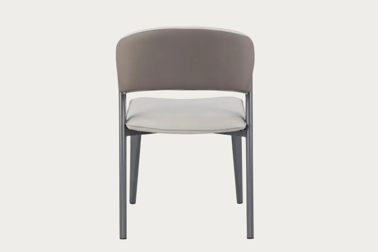 Chair with gray backrest and white seat on a white background