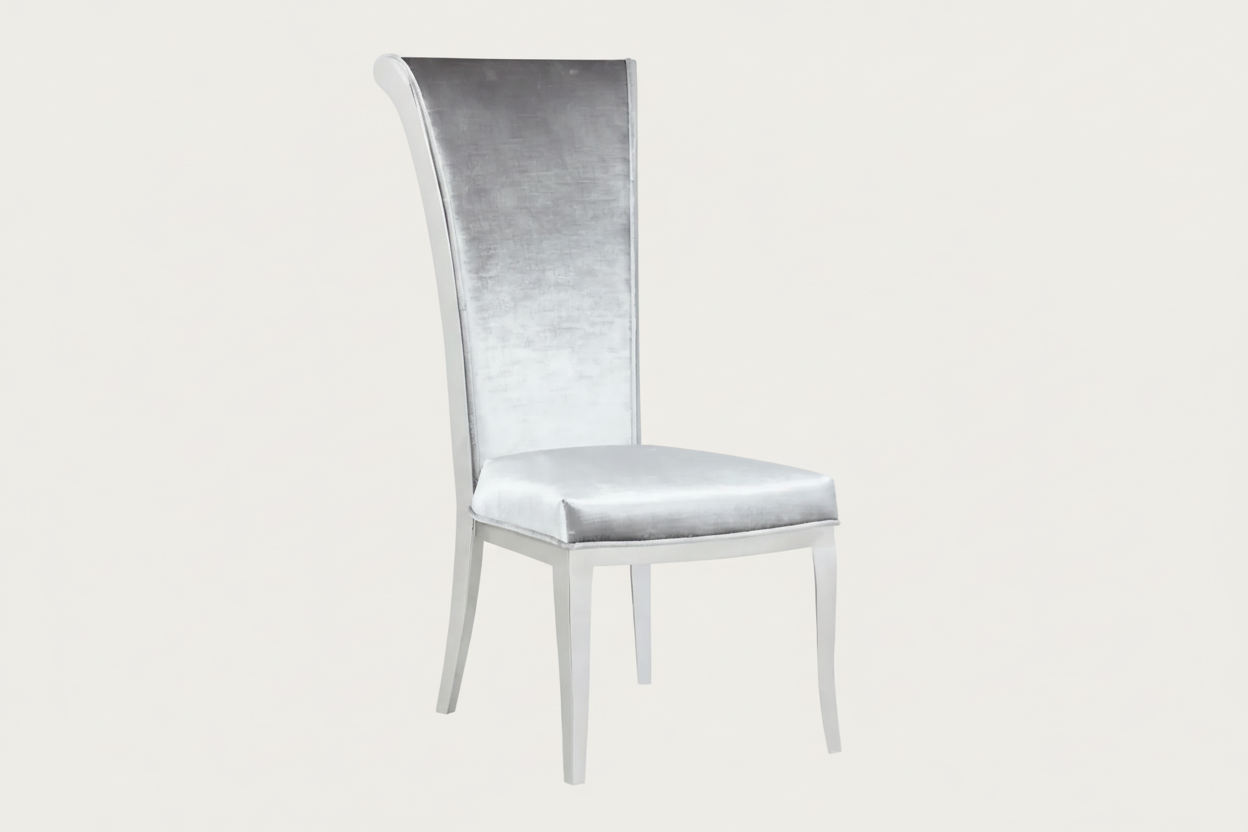 The Joy grey chair with a white background
