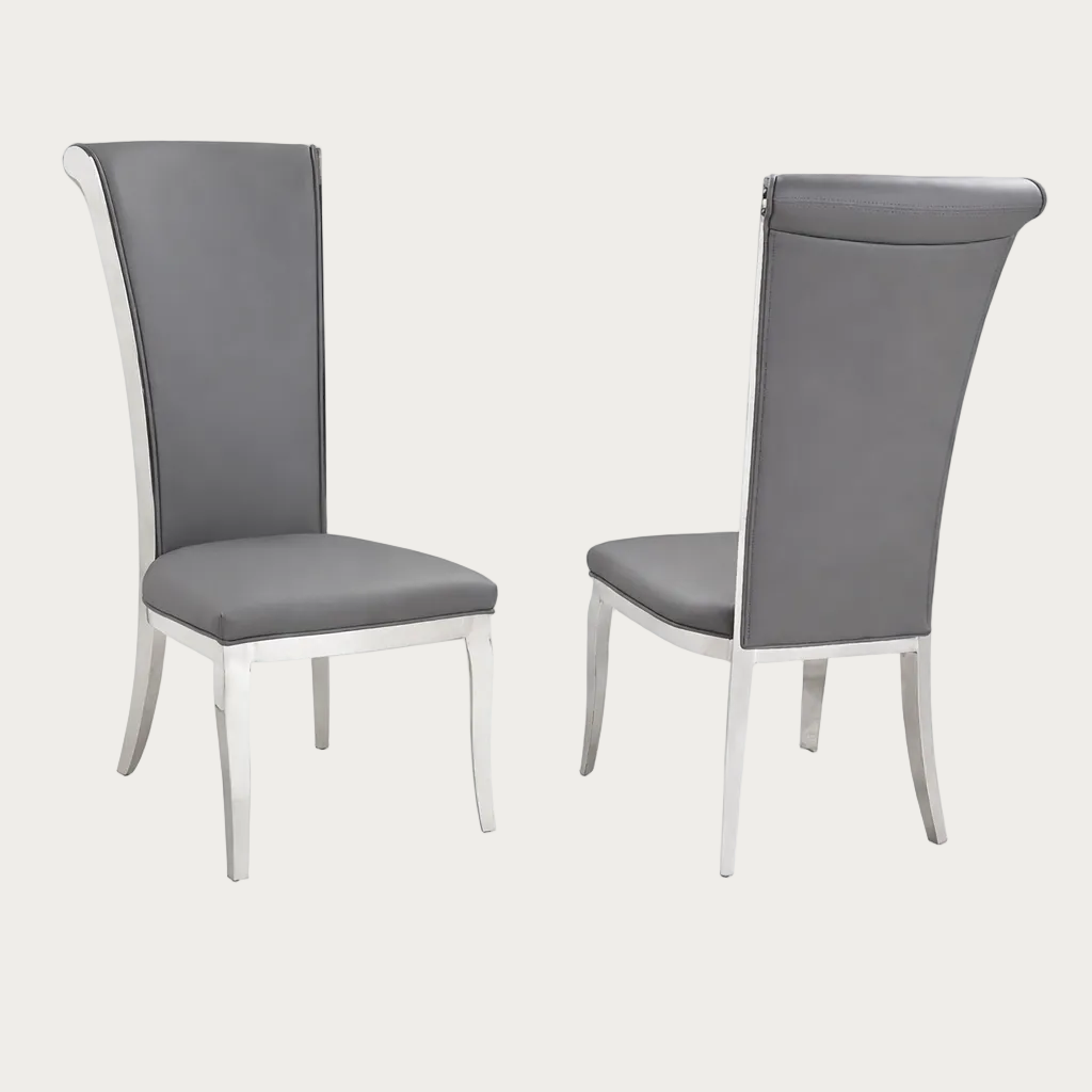 Joy two gray chairs with white frame