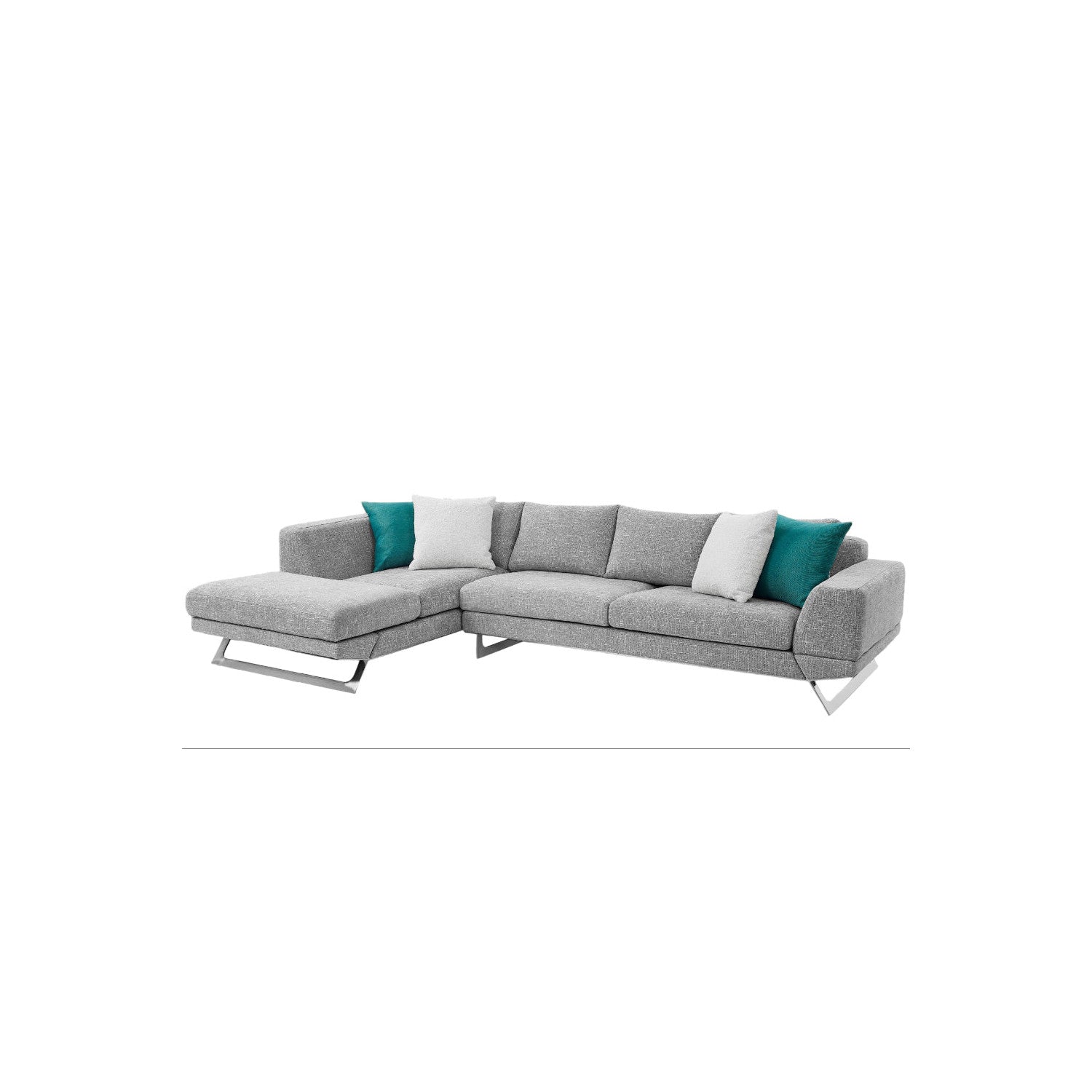 Lia Sectional Sofa, Light Gray Fabric