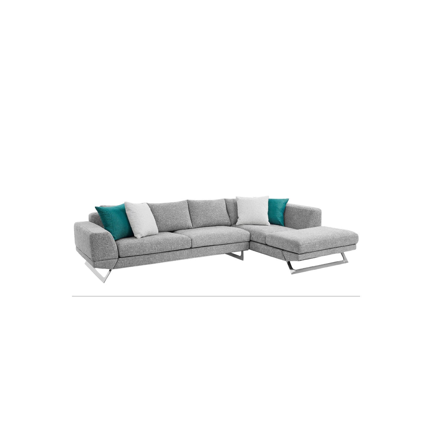 Lia Sectional Sofa, Light Gray Fabric