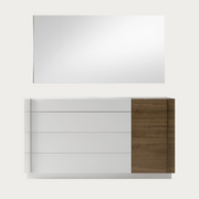 Lisbon Dresser and Mirror in White-Walnut finish