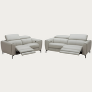 Lorenzo sofa and loveseat set in ligh grey leather