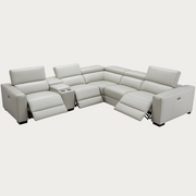 The Picasso silver-gray sectional sofa with recliners