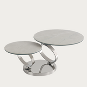 Ruma rotating coffee table with beige top
