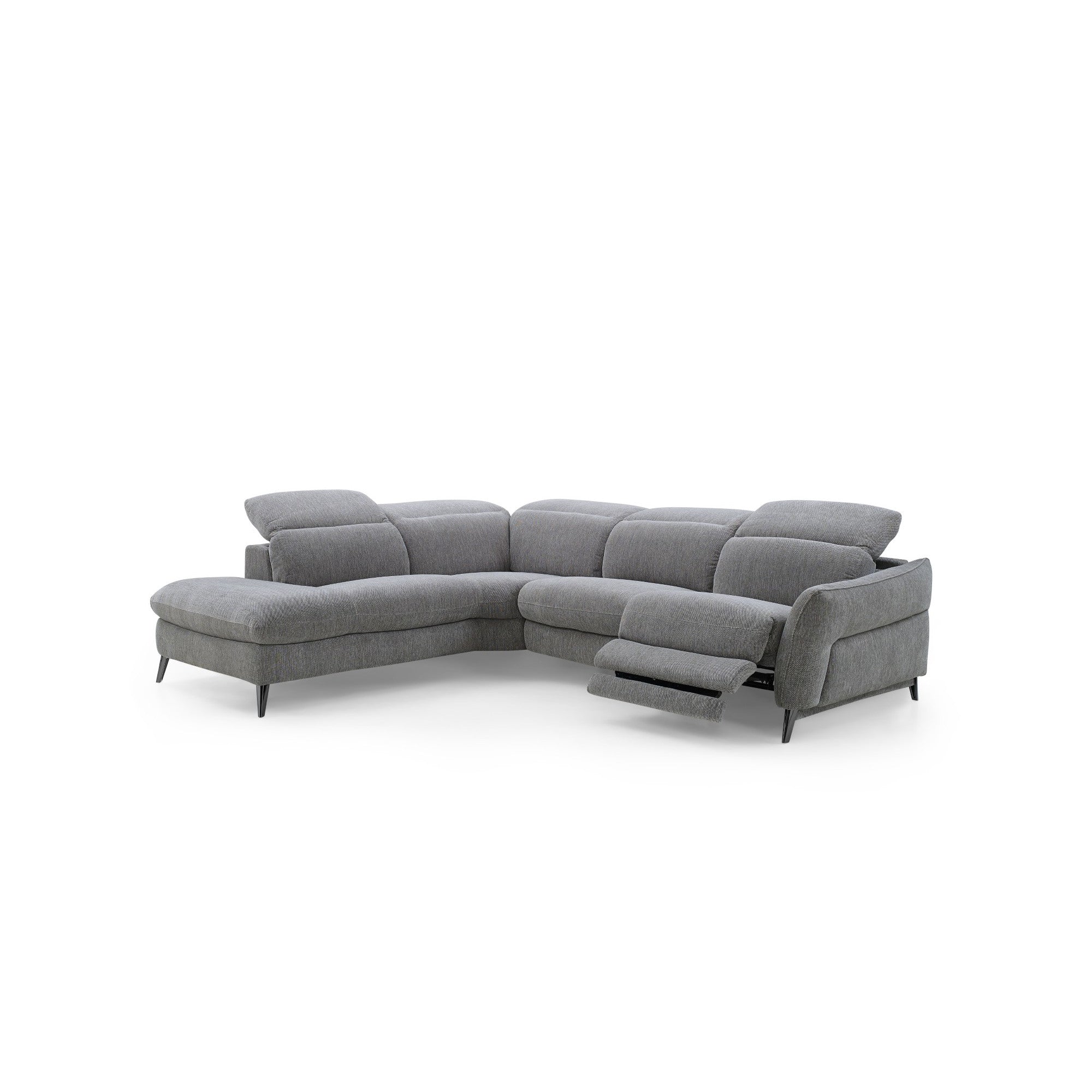 Swan Fabric Sectional with Two Recliners, Wild Dove| Creative Furniture