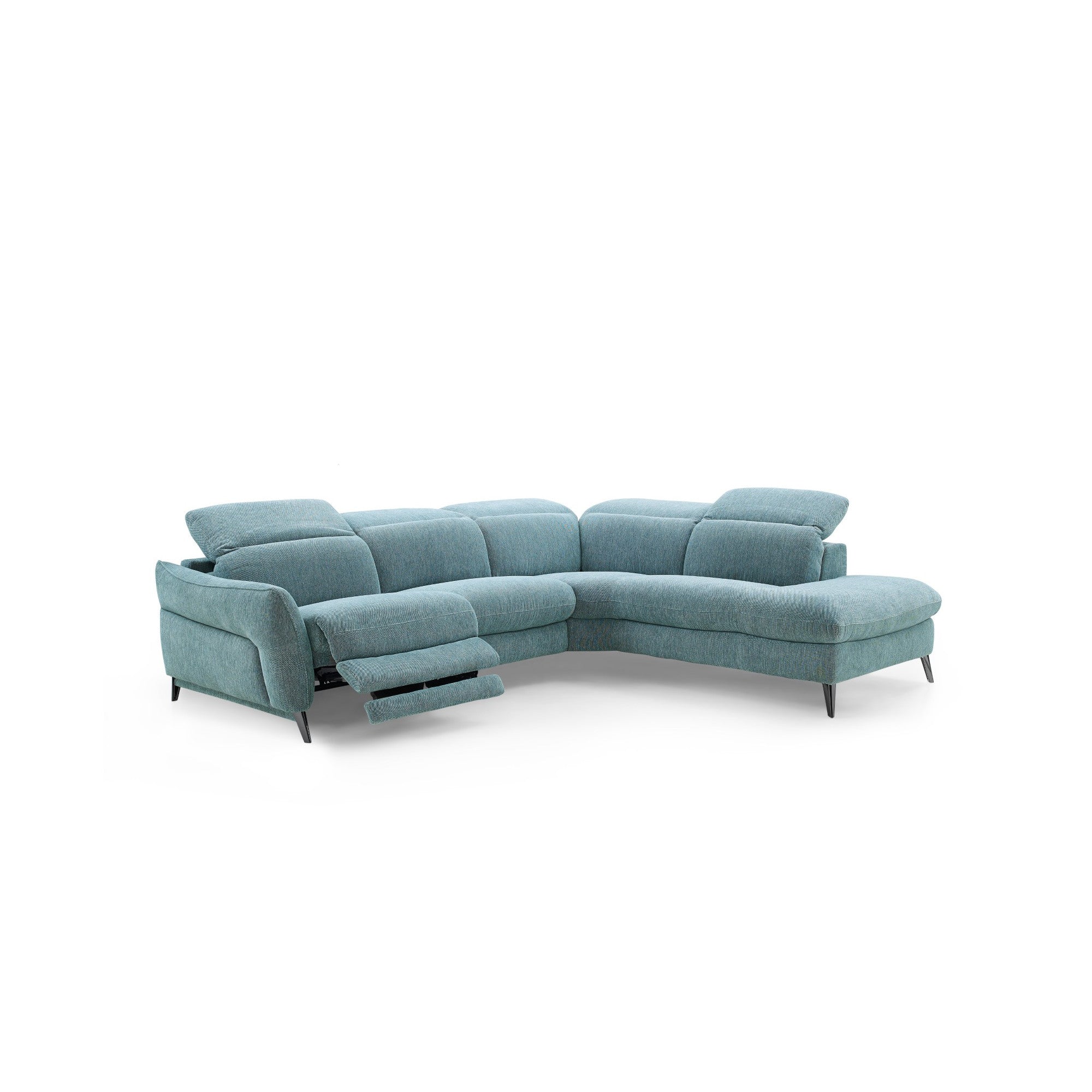 Swan Fabric Sectional with Two Recliners, Dusty Teal