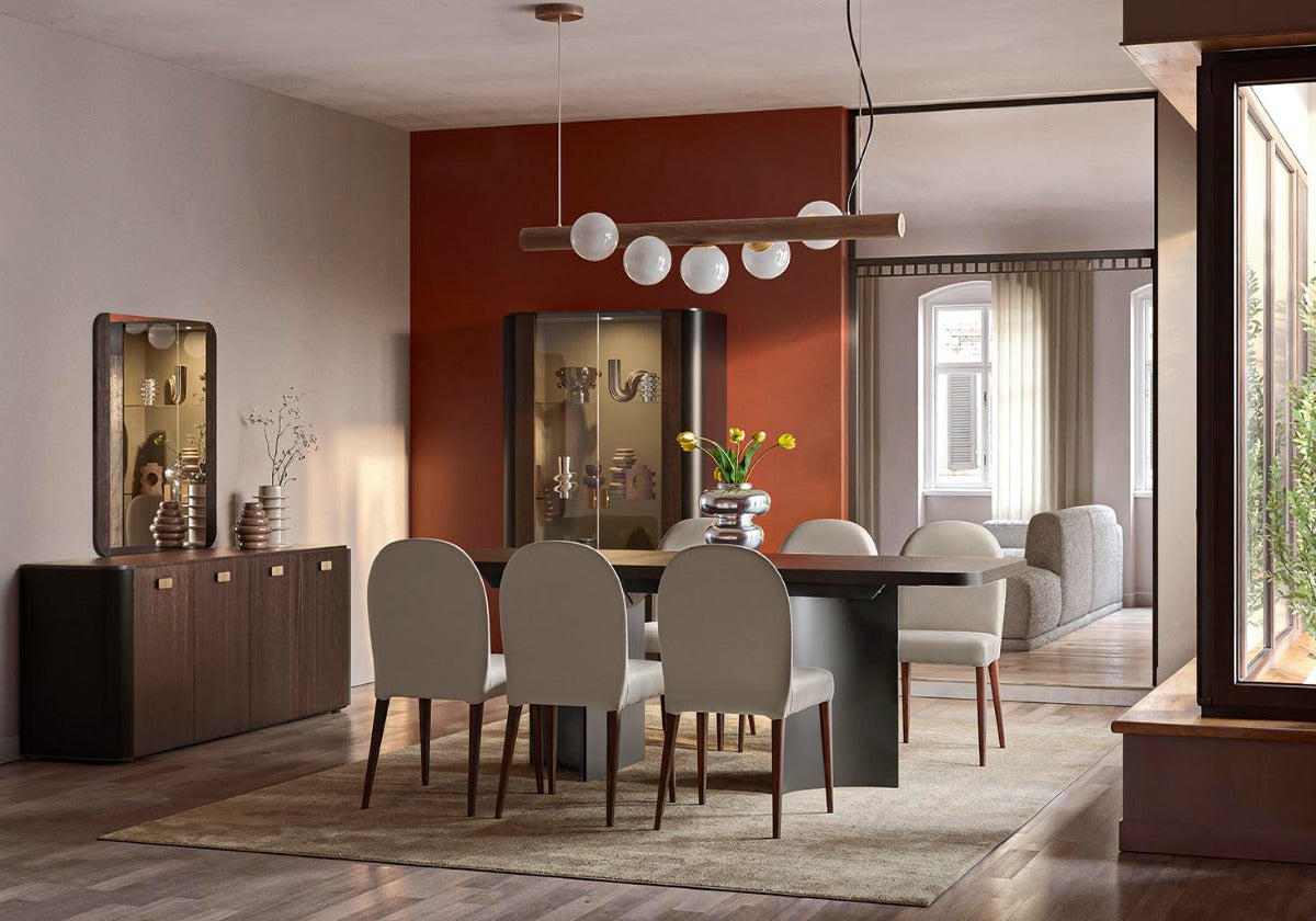 ALF Appia 63" Extendable Dining Table – Italian Modern Table in Matte Espresso & Termocotto Oak