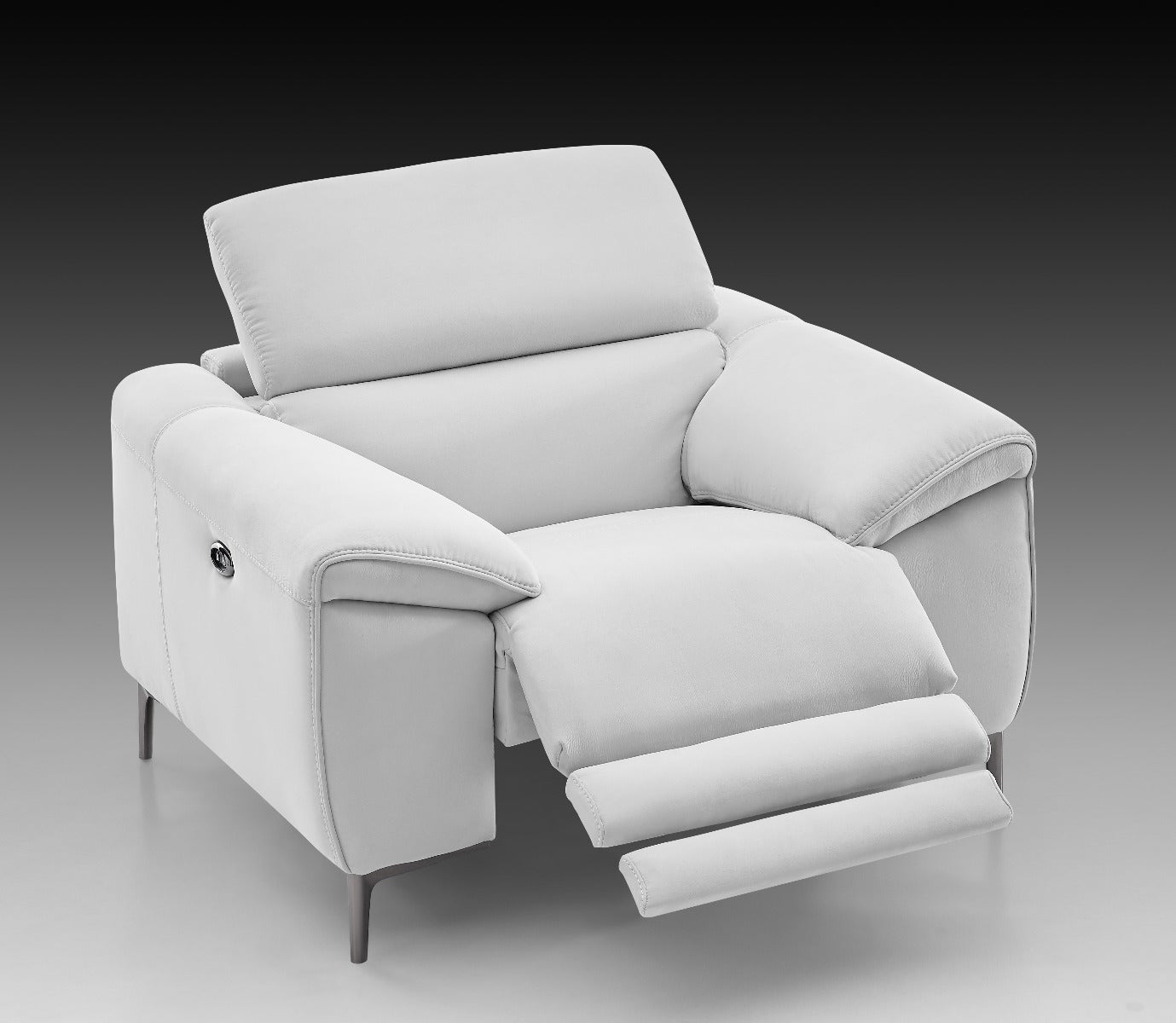 Lucca Leather Armchair with Power Recliner, Snow White