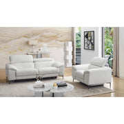 Lucca Leather Sofa Set, Sofa and Armchair with Recliners | Snow White Leather
