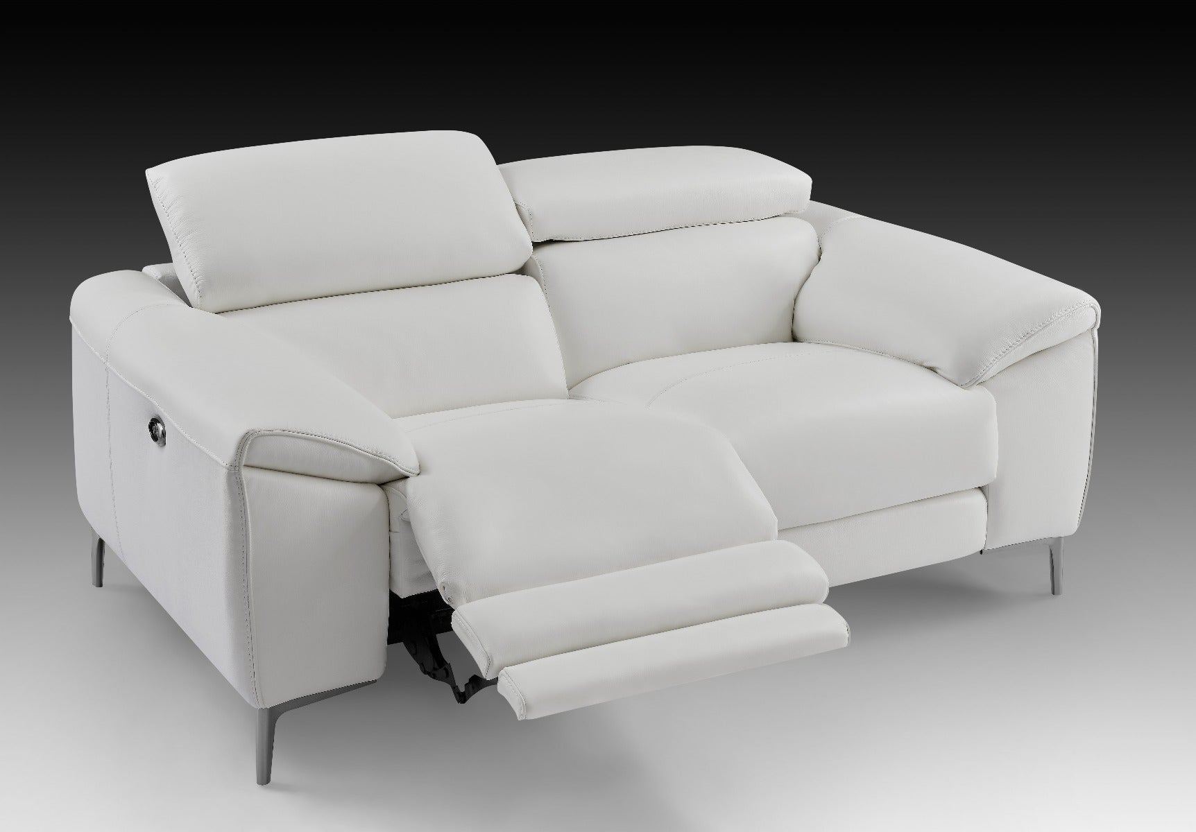 Lucca Leather Loveseat with Power Recliners, Snow White