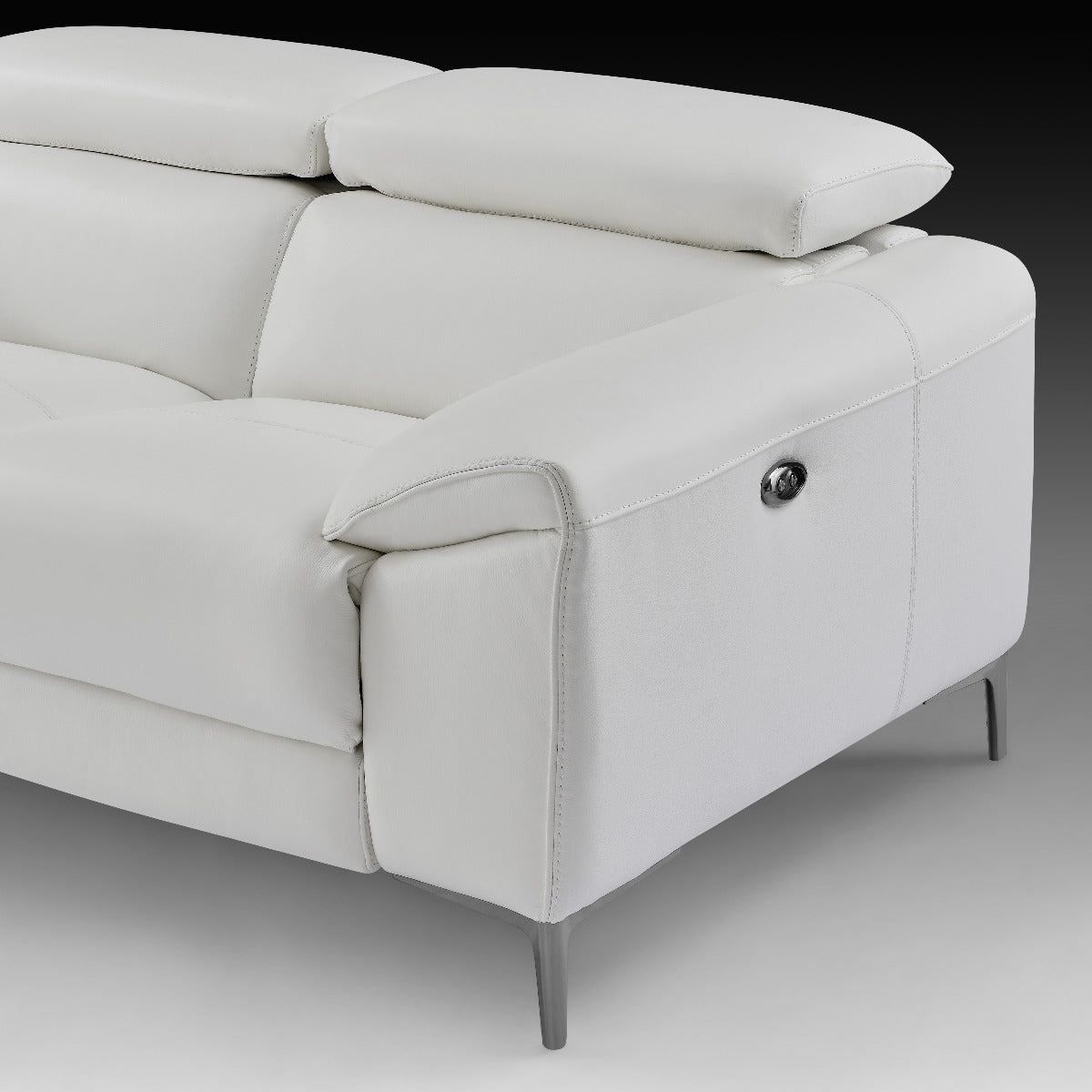 Lucca Leather Loveseat with Power Recliners, Snow White