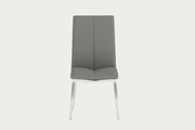 Abigail gray chair with chrome legs on a white background