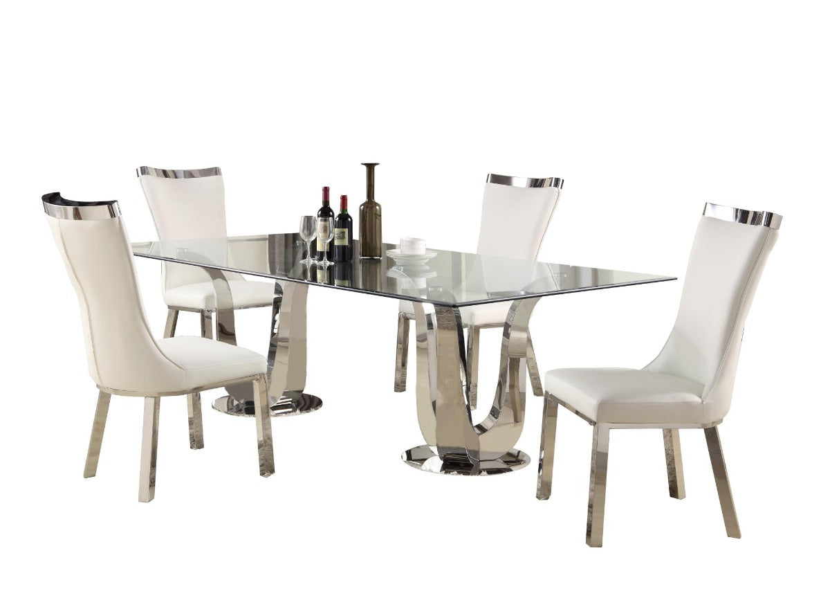 Chintaly Adelle 5-Piece Dining Table Middle Tulip Double Pedestal Finish