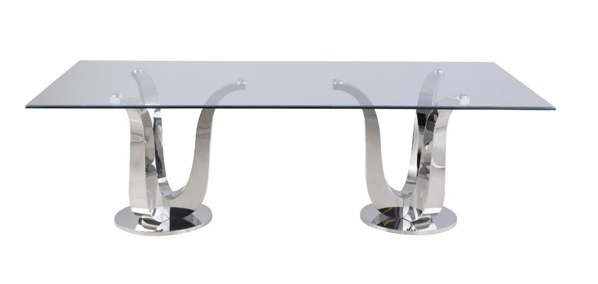 Chintaly Adelle Contemporary Rectangular Glass Dining Table