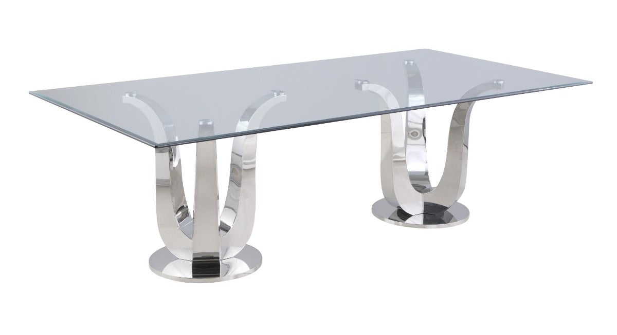 Chintaly Adelle Contemporary Rectangular Glass Dining Table