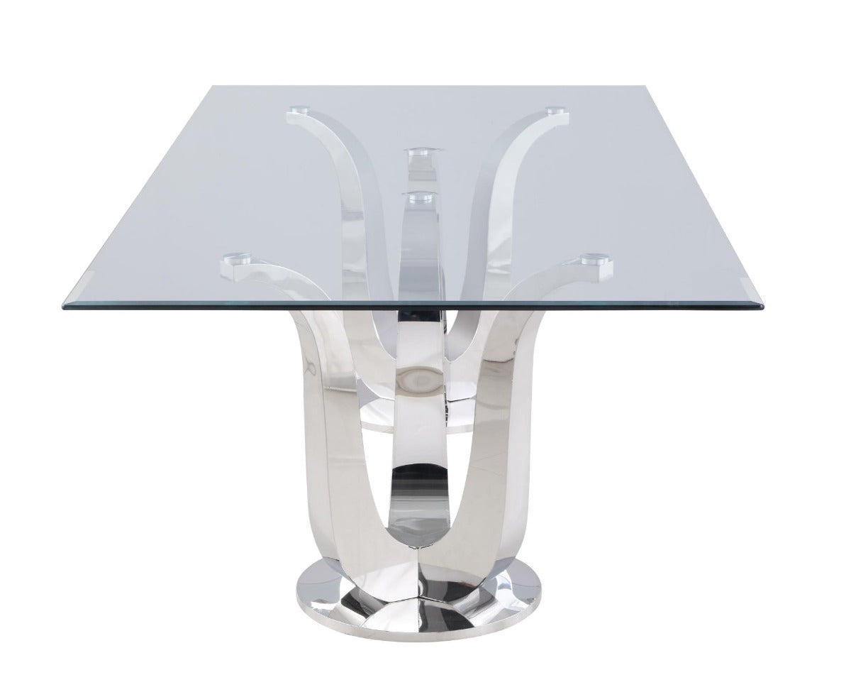 Chintaly Adelle Contemporary Rectangular Glass Dining Table