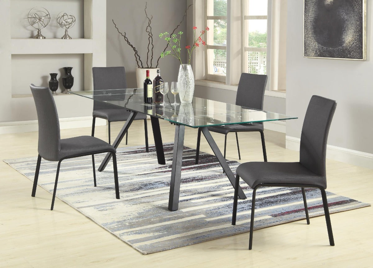 Chintaly Aida Contemporary Dining Table with Extendable Glass Top