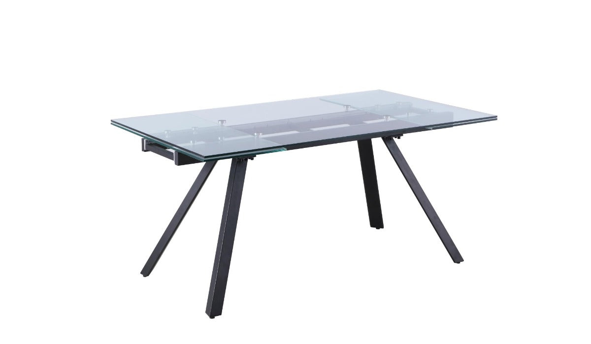 Chintaly Aida Contemporary Dining Table with Extendable Glass Top