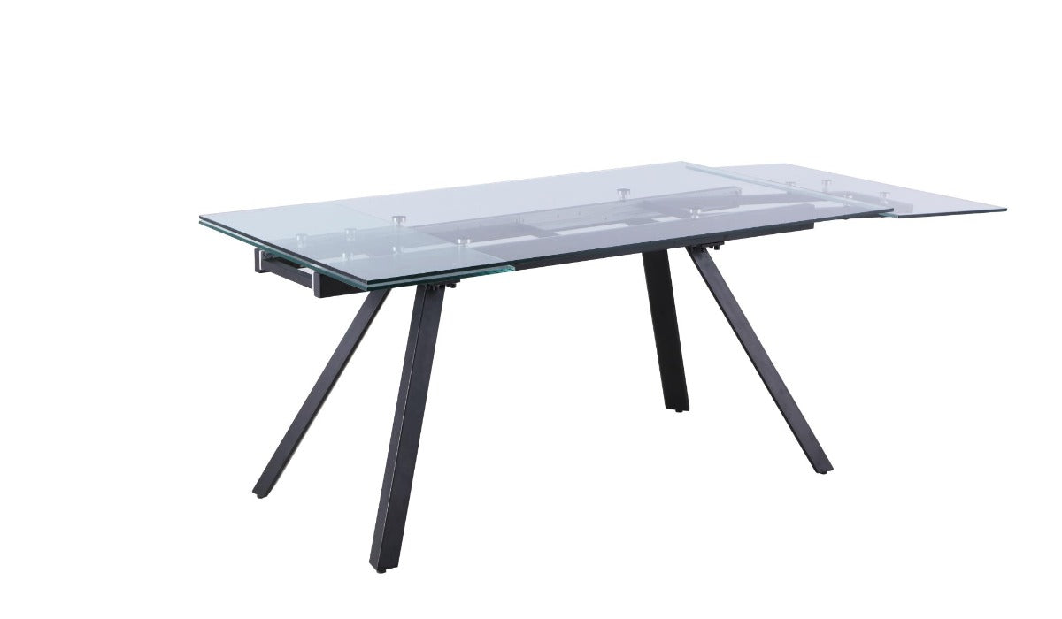 Chintaly Aida Contemporary Dining Table with Extendable Glass Top