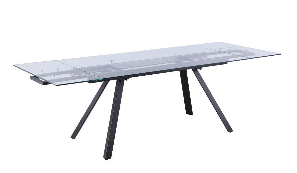 Chintaly Aida Contemporary Dining Table with Extendable Glass Top
