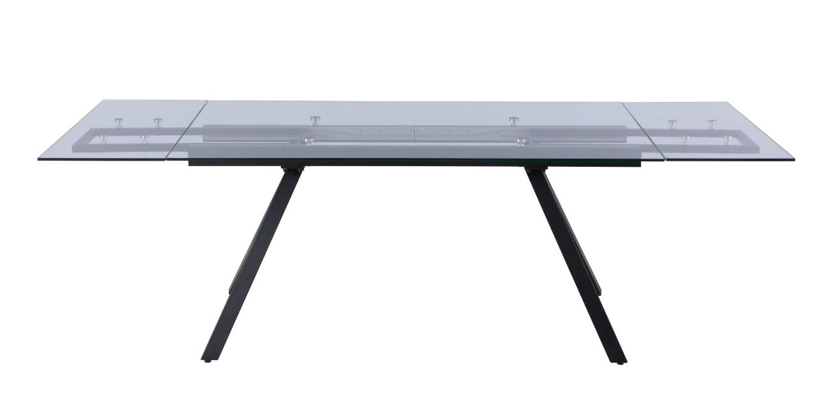 Chintaly Aida Contemporary Dining Table with Extendable Glass Top
