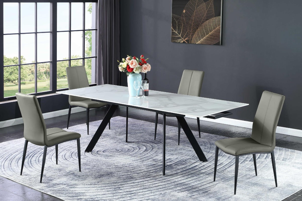 Chintaly Alexandra Contemporary Side Chair with Double Stitched Back, Gray