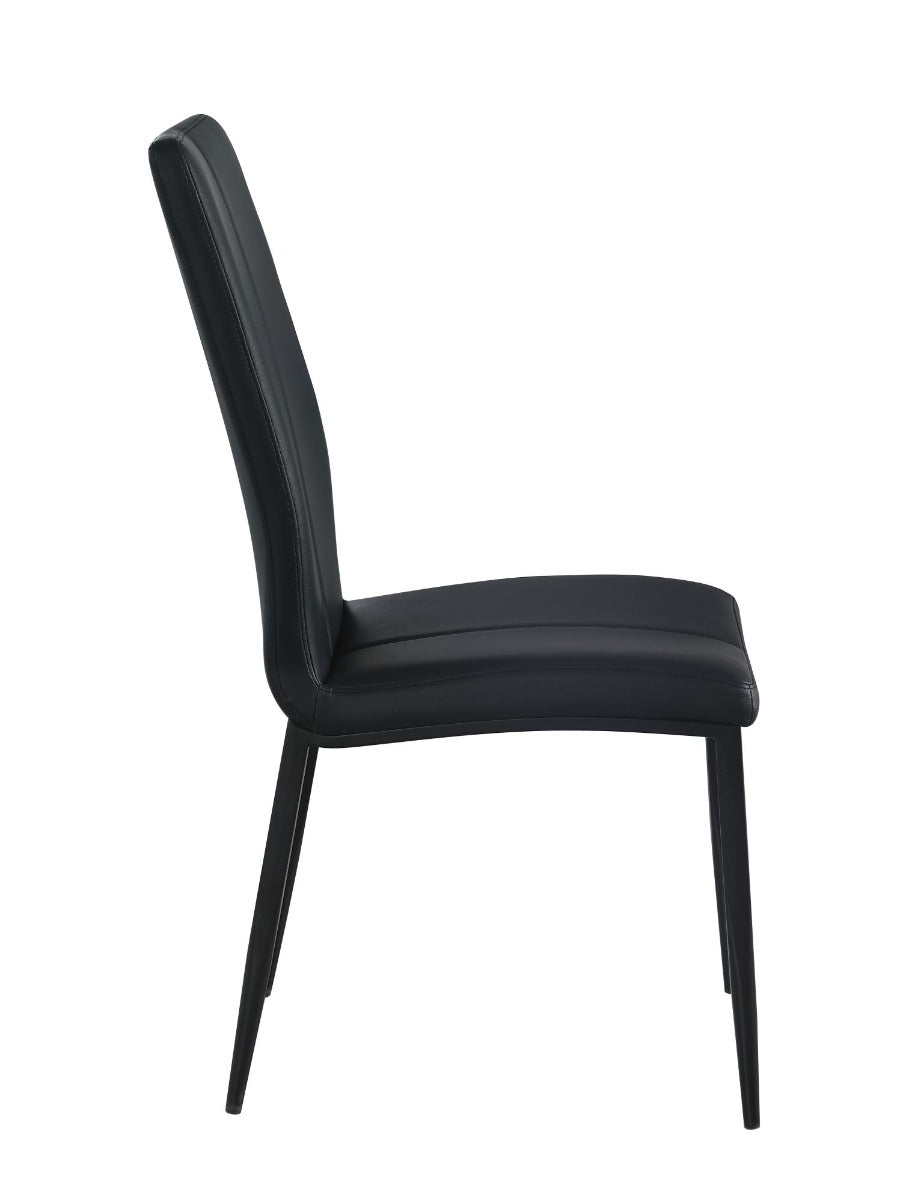 Chintaly Alexandra Contemporary Side Chair with Double Stitched Back, Black