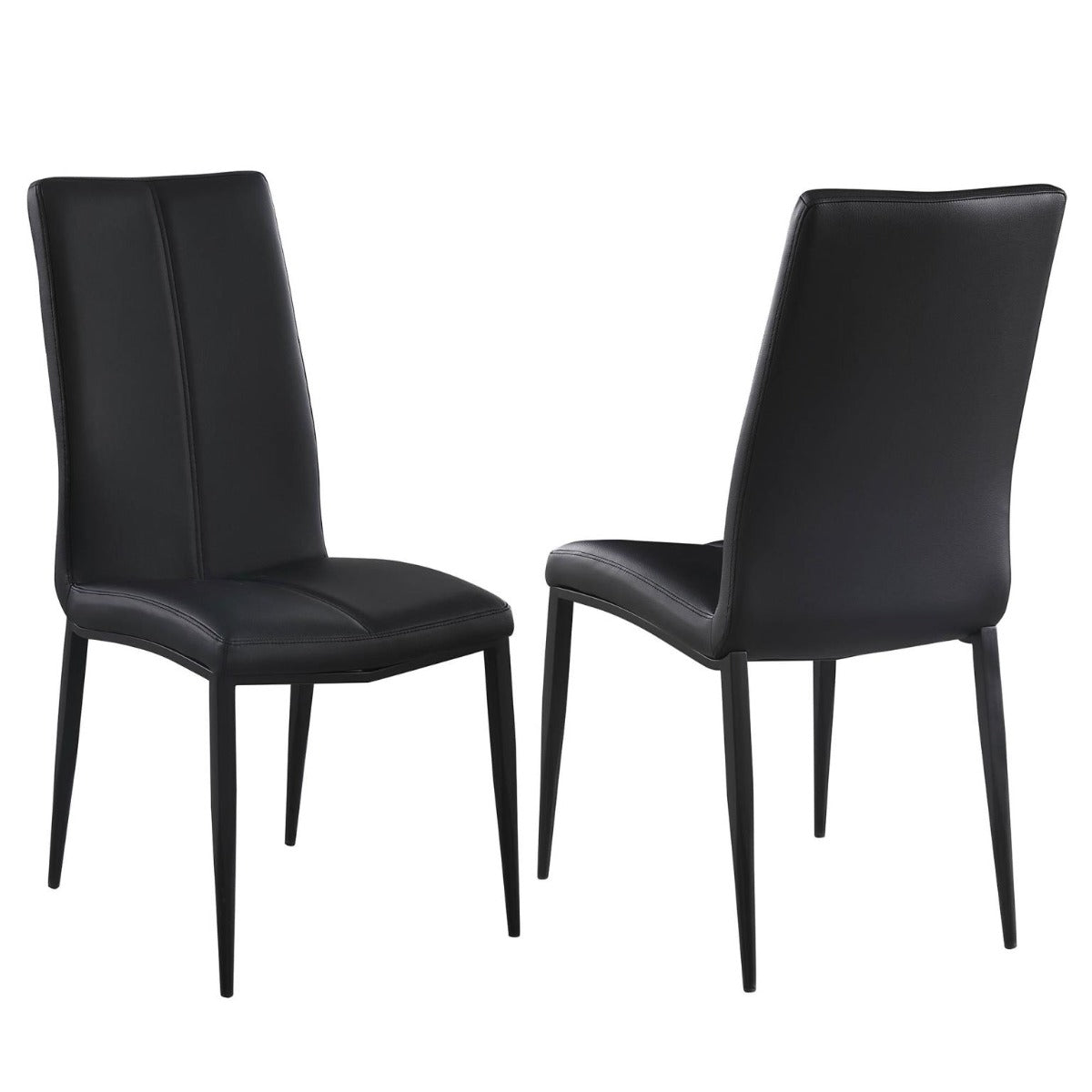 Chintaly Alexandra Contemporary Side Chair with Double Stitched Back, Black