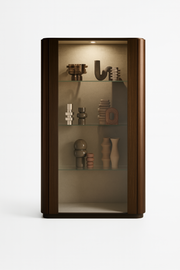 ALF Appia 2-Door Curio – Italian Modern Display Cabinet in Matte Espresso & Termocotto Oak