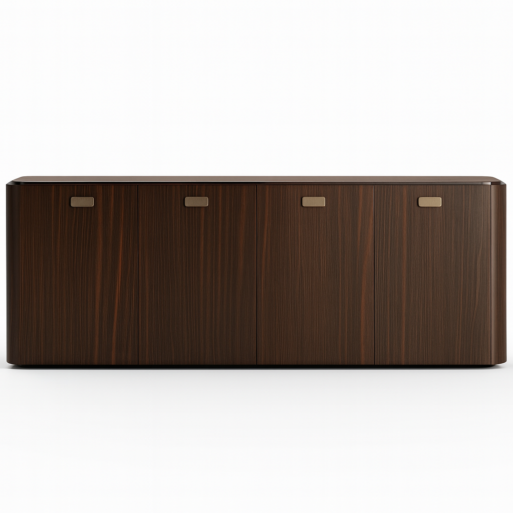 ALF Appia 4-Door Buffet – Italian Modern Display Cabinet in Matte Espresso & Termocotto Oak