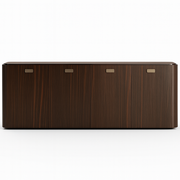 ALF Appia 4-Door Buffet – Italian Modern Display Cabinet in Matte Espresso & Termocotto Oak