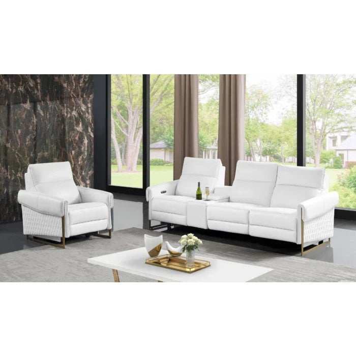 Alice Leather Living Room Set, Sofa and Armchair