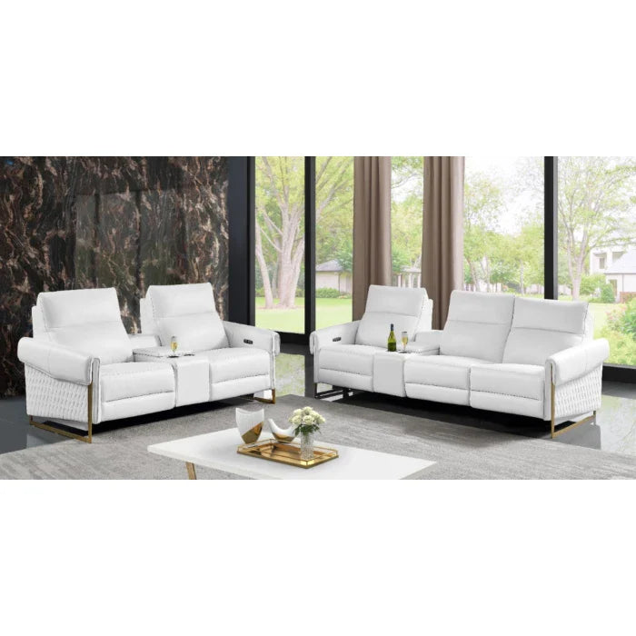 Alice Leather Living Room Set, Sofa and Loveseat