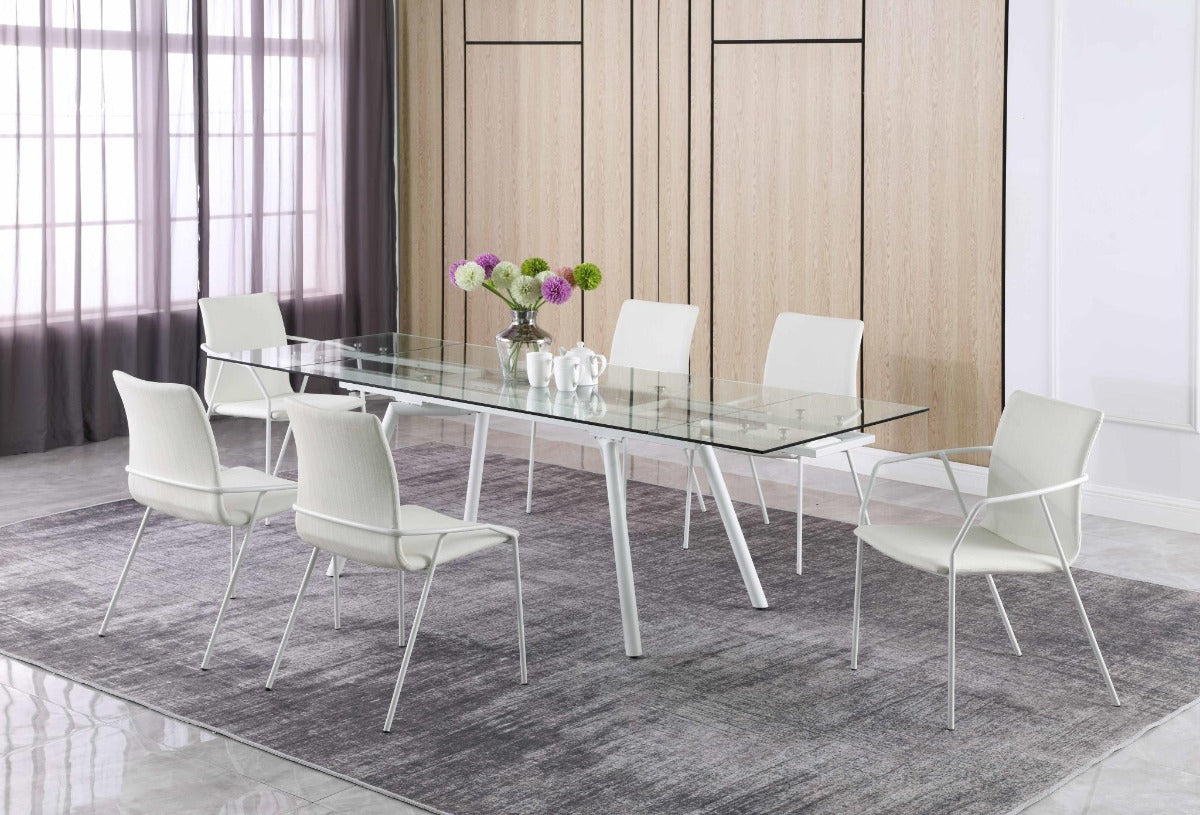 Chintaly Alicia Contemporary White Upholstered Arm Chair